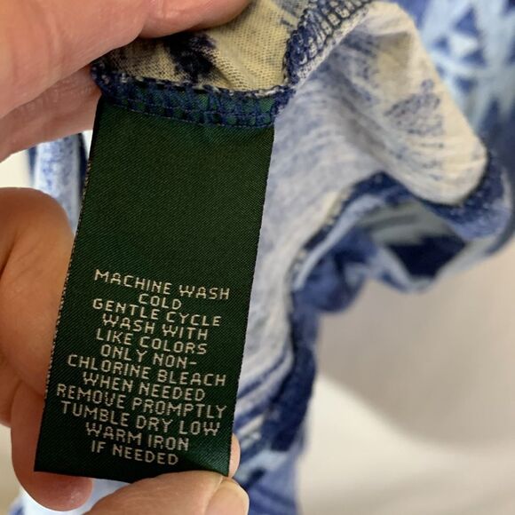 Lauren Ralph Lauren Jeans Co. Blue Aztec Print Henley Fit & Flare Dress Size XS - Picture 7 of 12